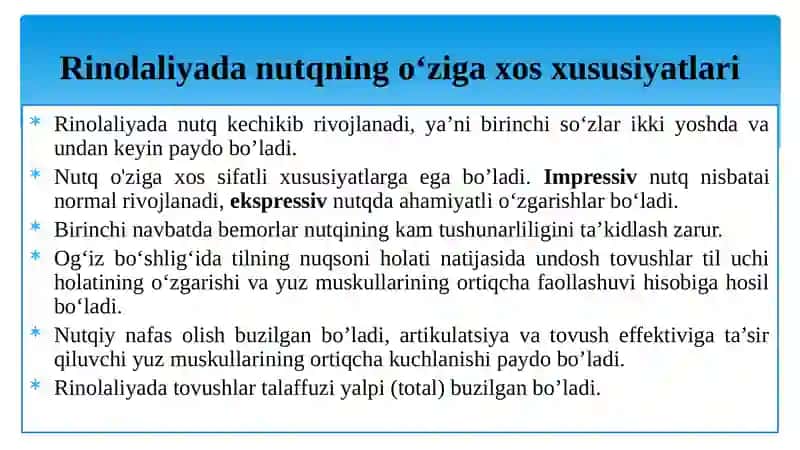 Ochiq rinolaliyada olib boriladigan logopedik ishlarning asosiy tamoyillari 3