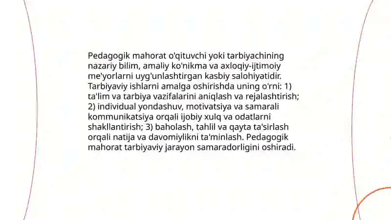 Tarbiyaviy ishlarmi amalga oshirishda pedagogik mahoratning oʻrni 3