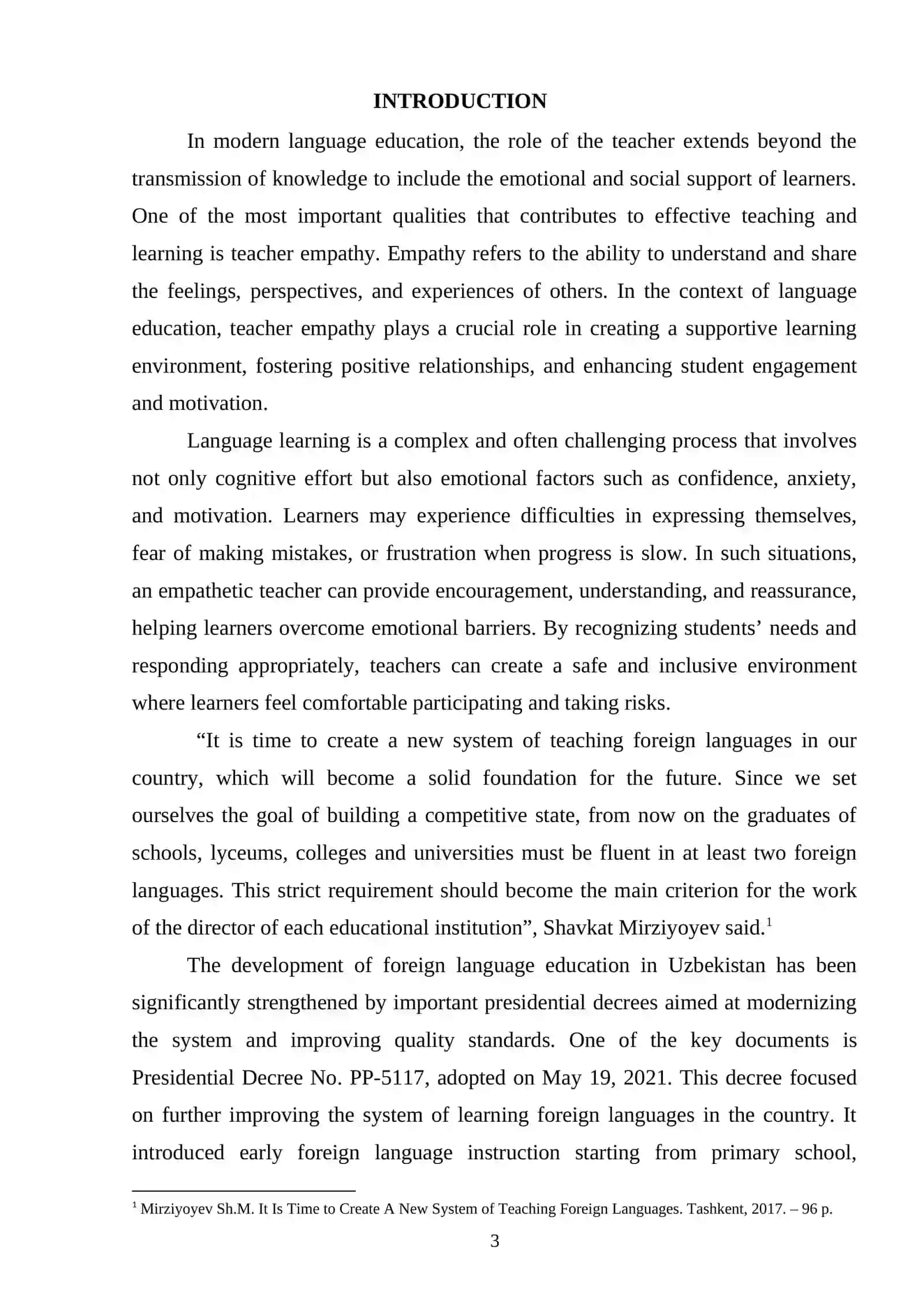 COURSE PAPER: The role of teacher empathy in language education 3