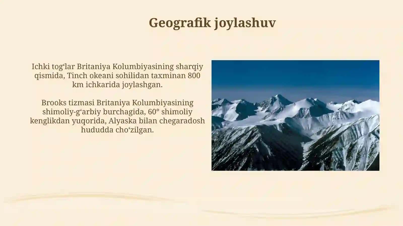 Britaniya Kolumbiyasining Ichki tog' tizmasi va Bruks tizmasi muzliklari 3