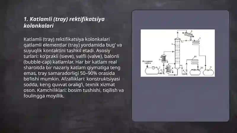 Katlamli (tray) rektifikatsiya kolonkalari 3