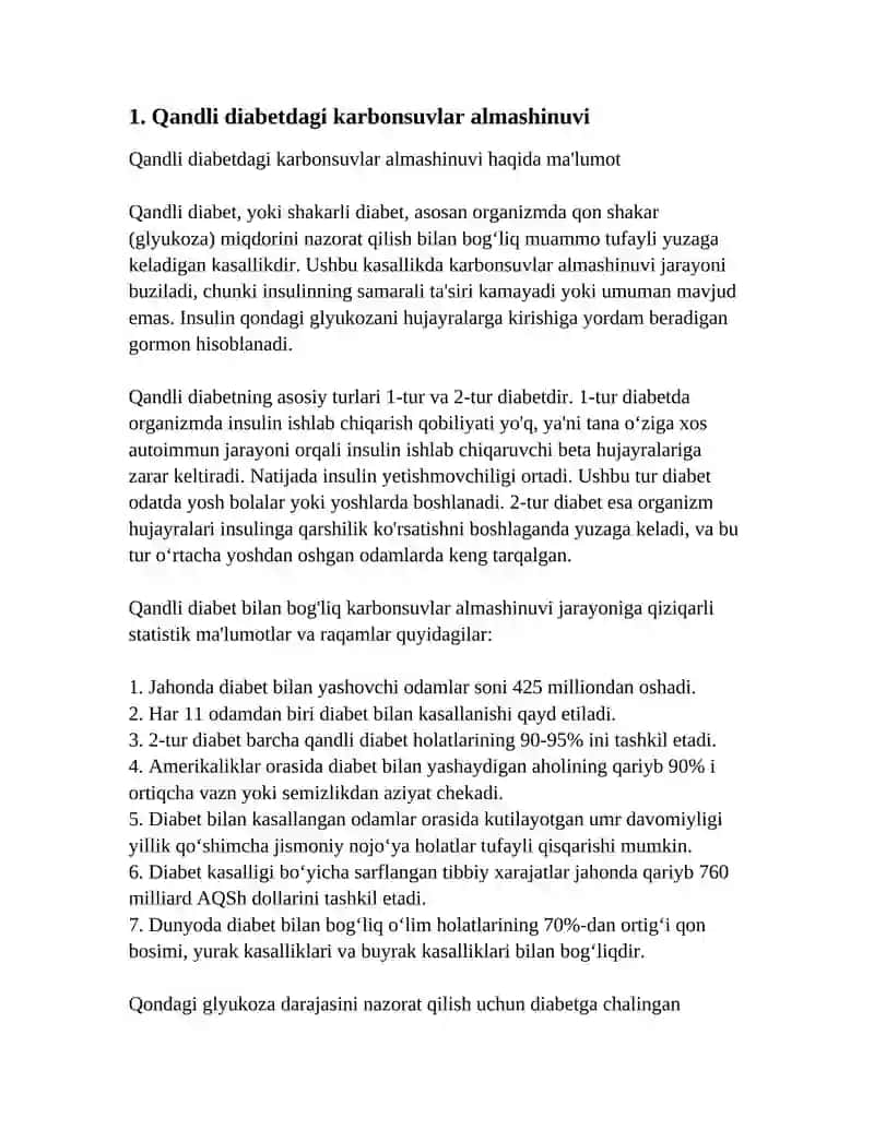QANDLI DIABET VA UNING ASARATLARINI KELIB CHIQISHIDA KARBONSUVLAR ALMASHINUVI BUZILISHLARINING AHAMYATI 3