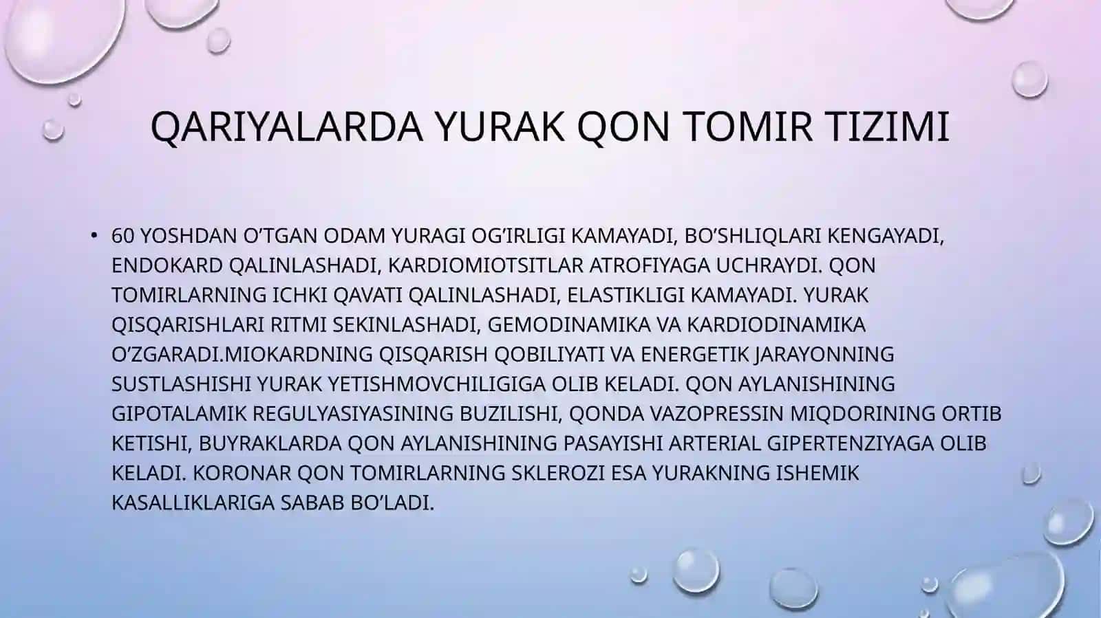 KEKSA YOSHDAGİ YURAK QON TOMİR KASALLİKLARİ BİLAN OG`RİGAN BEMORLAR BİLAN MULOQOT 3