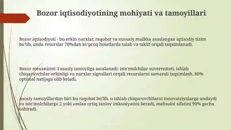Bozor iqtisodining mazmuni va amal qilishi 3