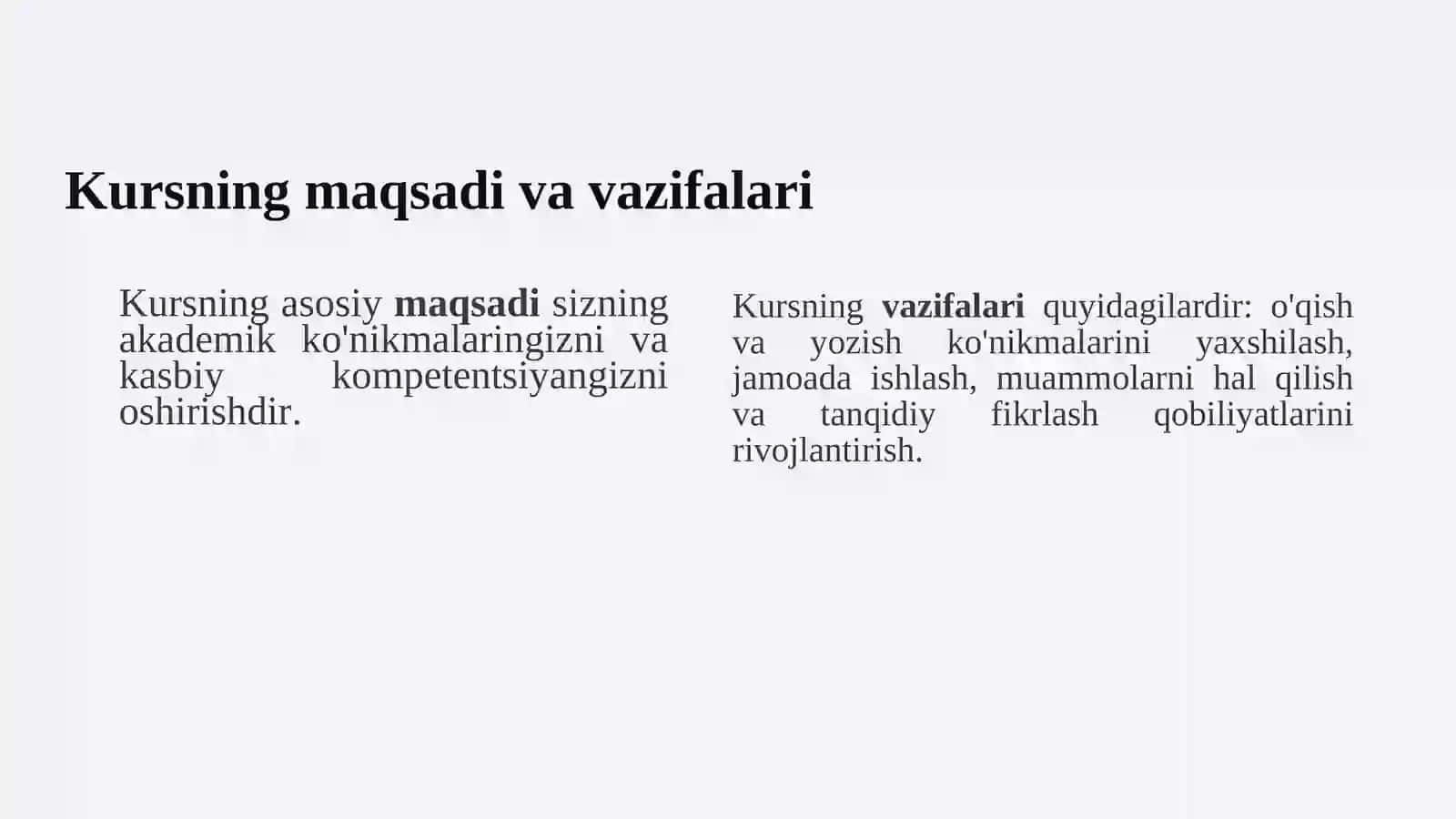 Akademik  ko’nikmalar  va kasbiy kompetentlik fanining mazmunı, ahamiyati, o’rganish usullari. 3