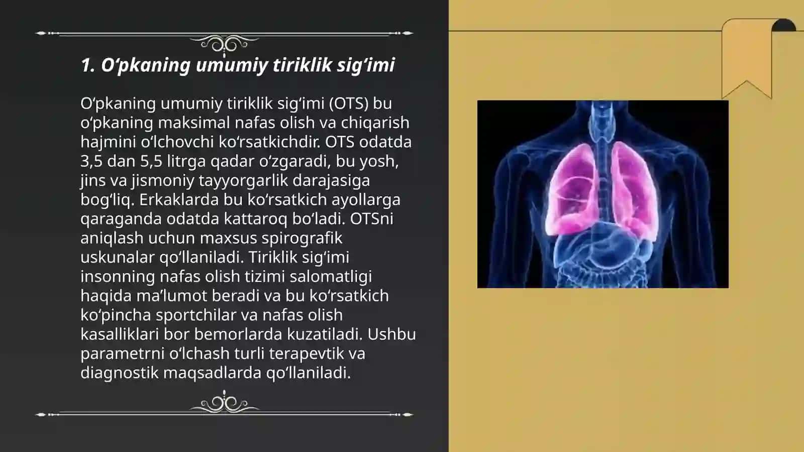O‘pkaning umumiy tiriklik sig‘imi 3
