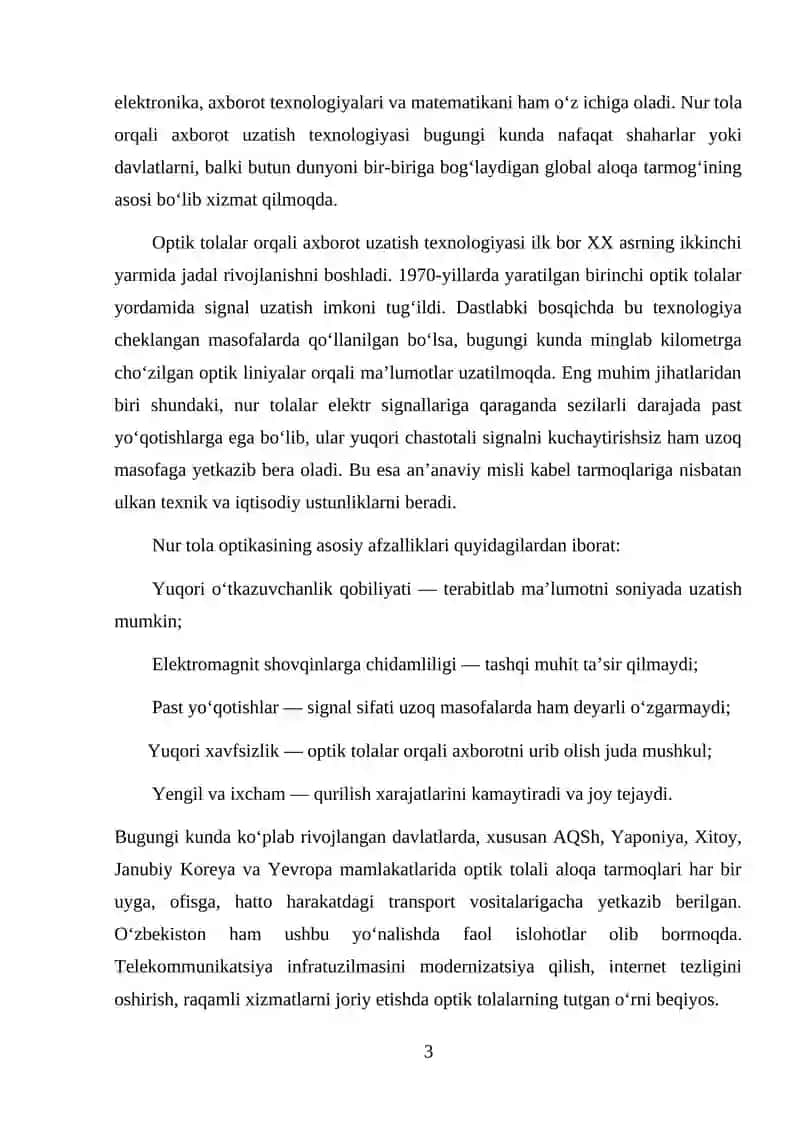 Nur Tola Optikasi va uning Aloqa Tizmidagi O'rni 3