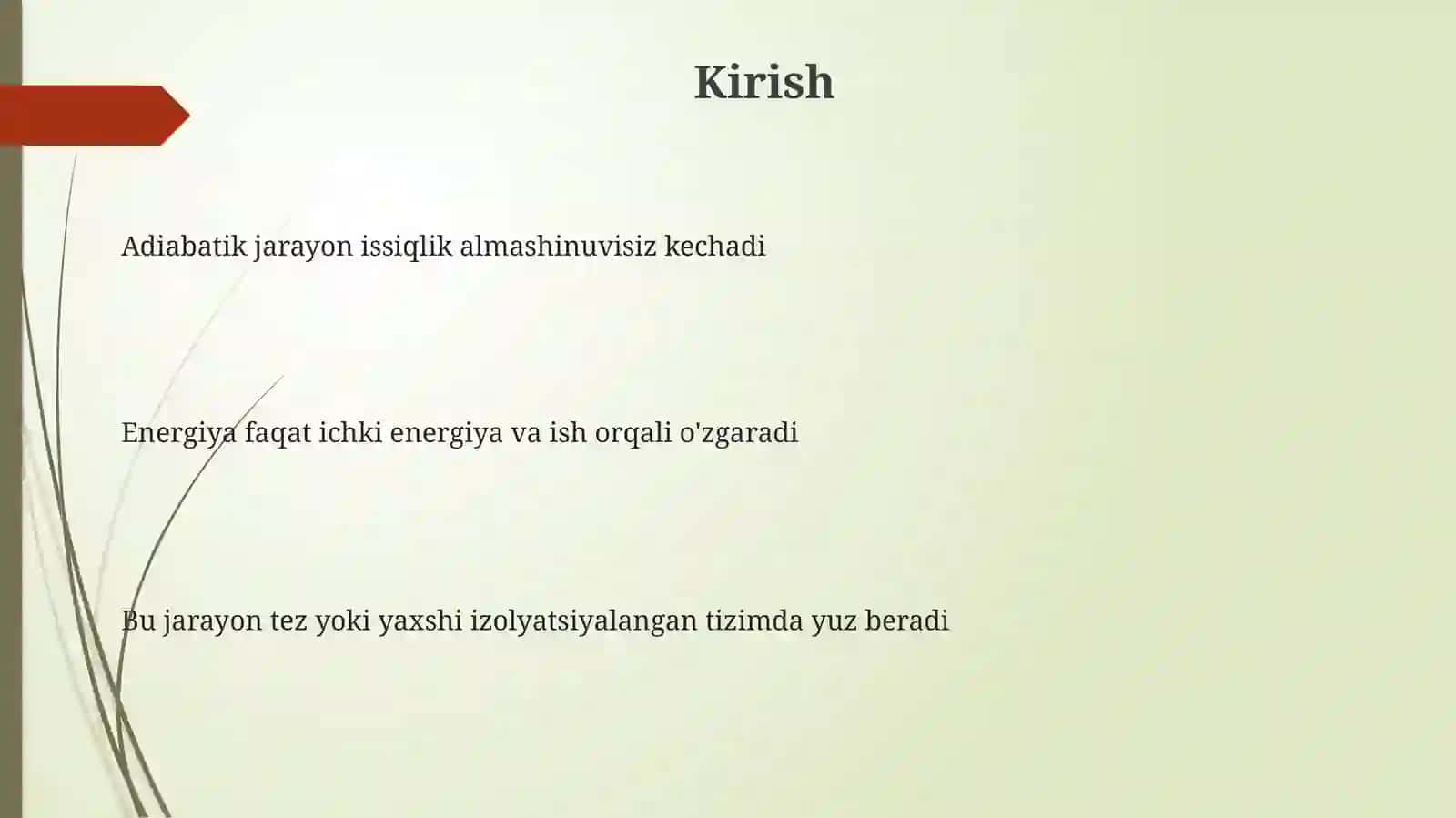 Adiabatik jarayonda bajarilgan ish 3