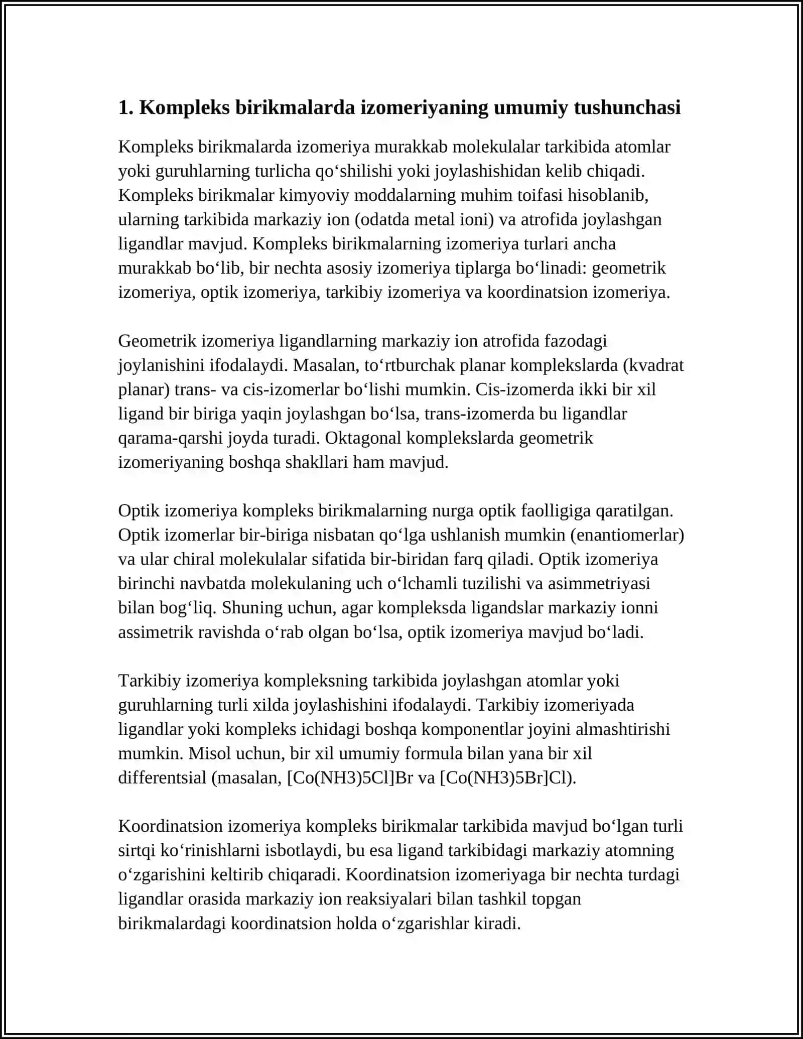 KOMPLEKS BIRIKMALARNING IZOMERIYASI 3
