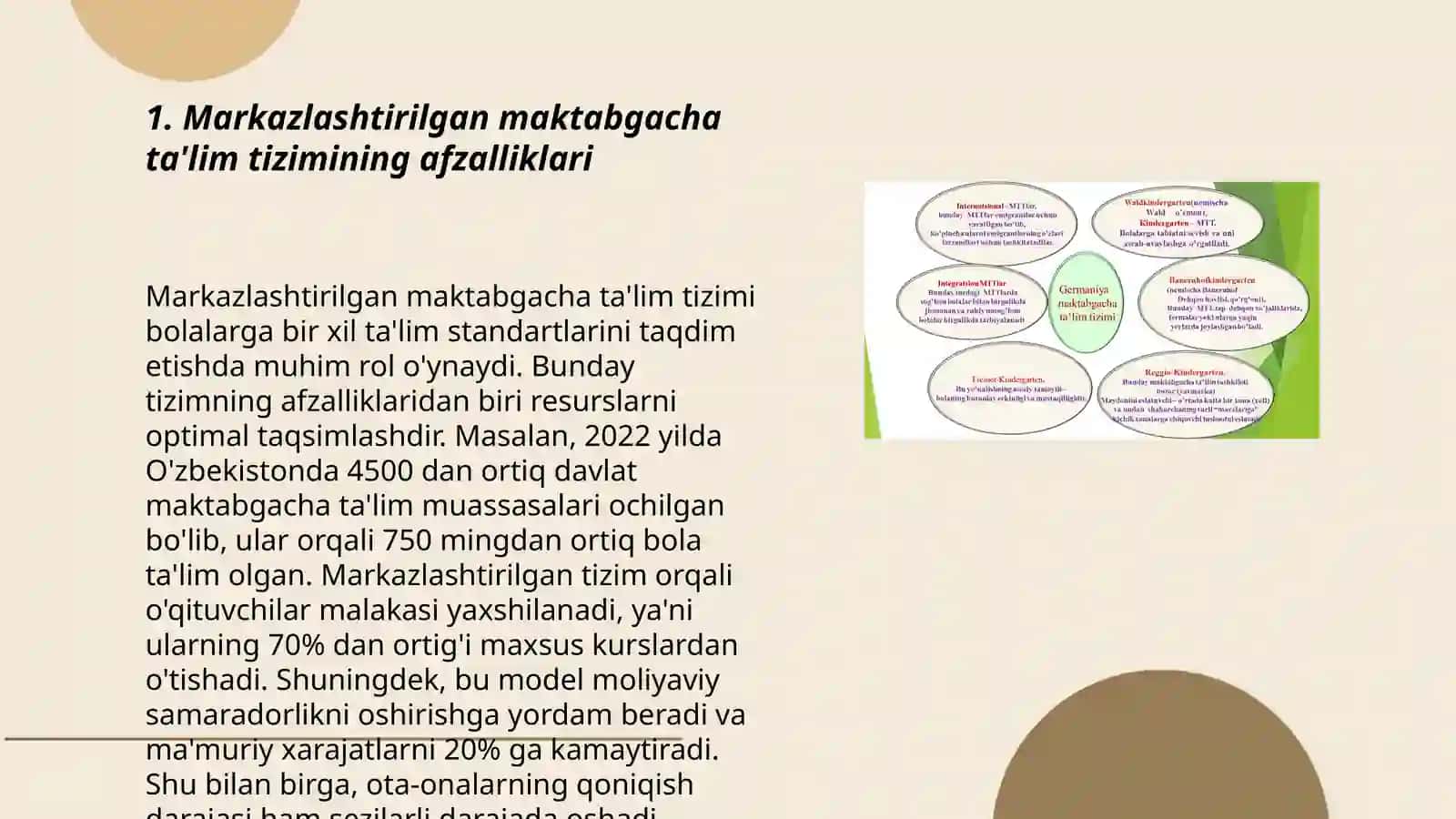 Turli mamlakatlardagi maktabgacha ta'limda markazlashtirilgan tashkilotni qo‘llash 3