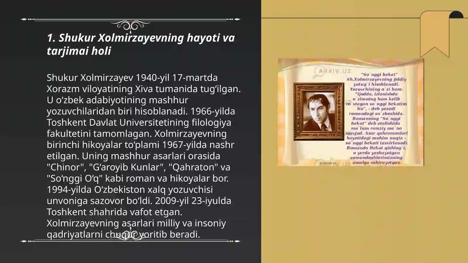 Shukur Xolmirzayevning hayoti va ijodi 3