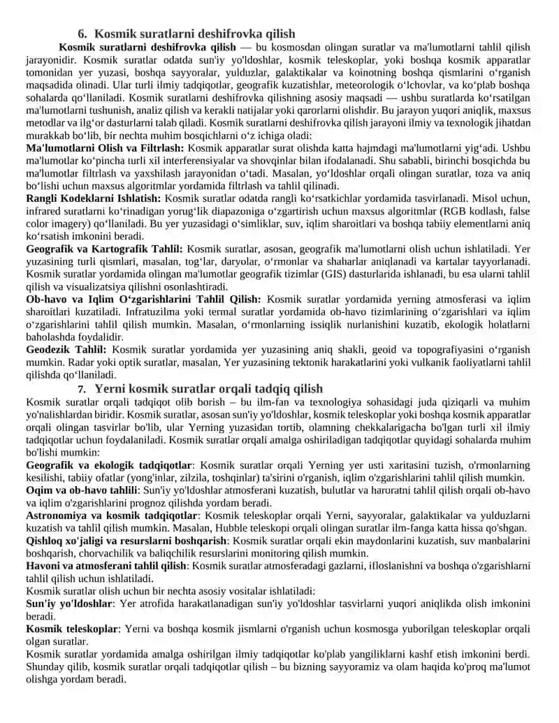 Kosmik geodeziya faning maqsad va vazifalari 3