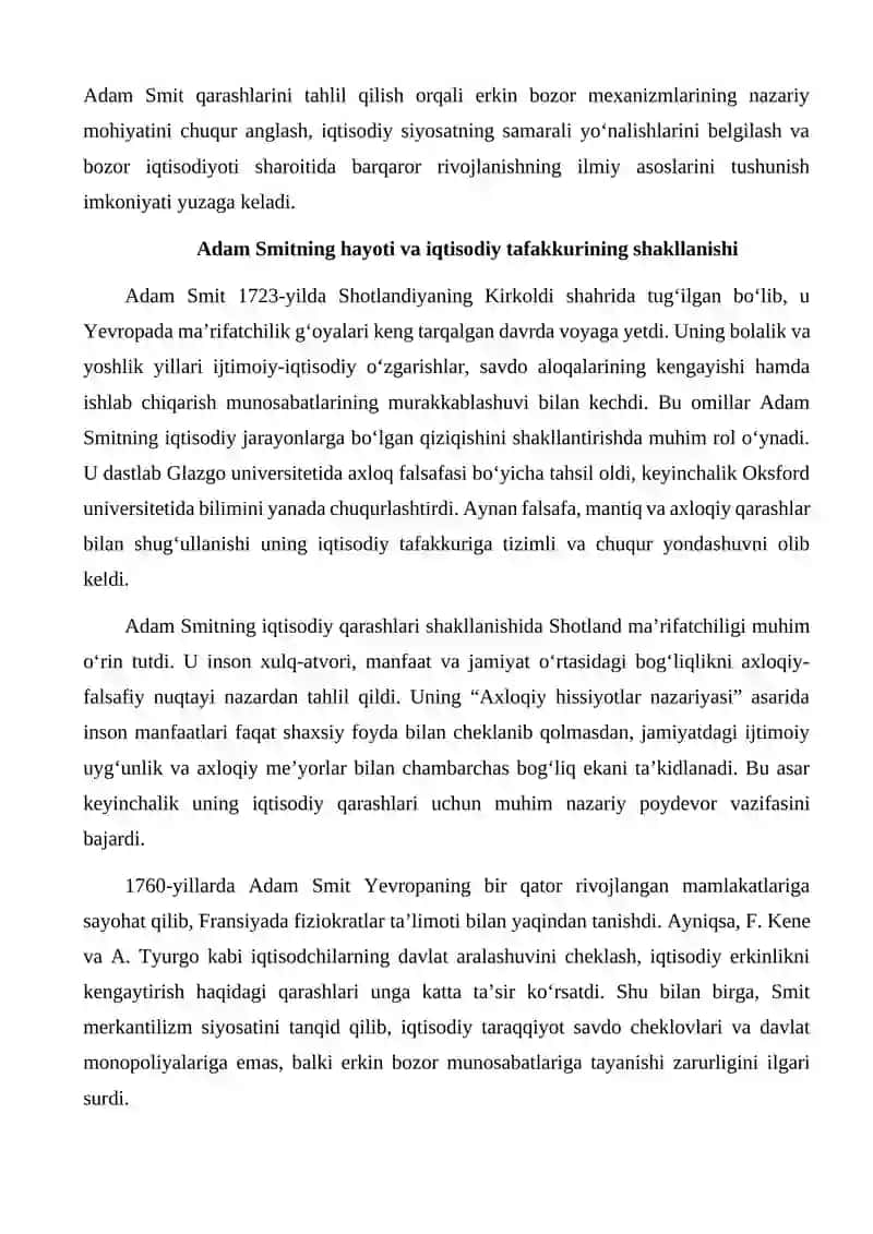 Adam Smitning iqtisodiy qarashlari va erkin bozor nazariyasi 3