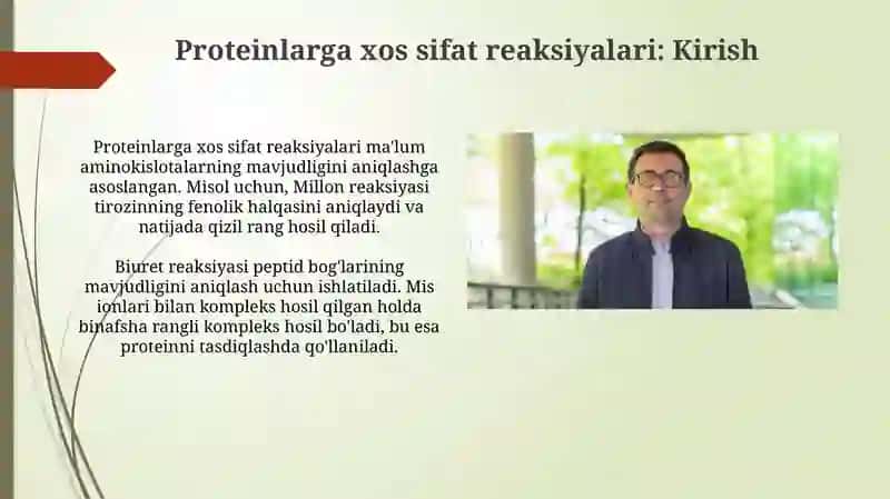Proteinlarga xos sifat reaksiyalari 3