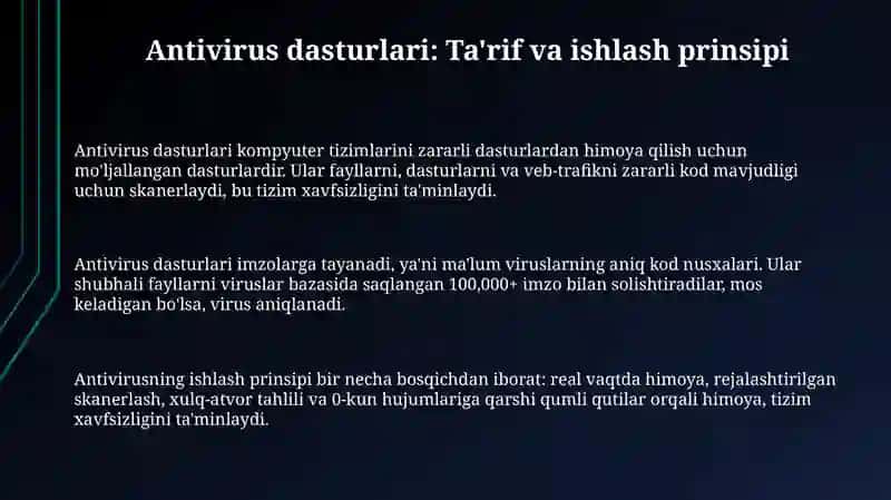 Antivirusturlari.Antivirusdasturlaribilanishlash 3