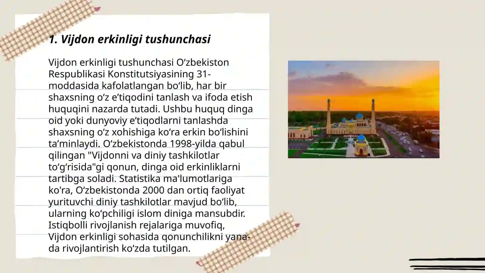 Vijdon erkinligi va diniy tashkilotlar to'g'risidagi qonuni 3