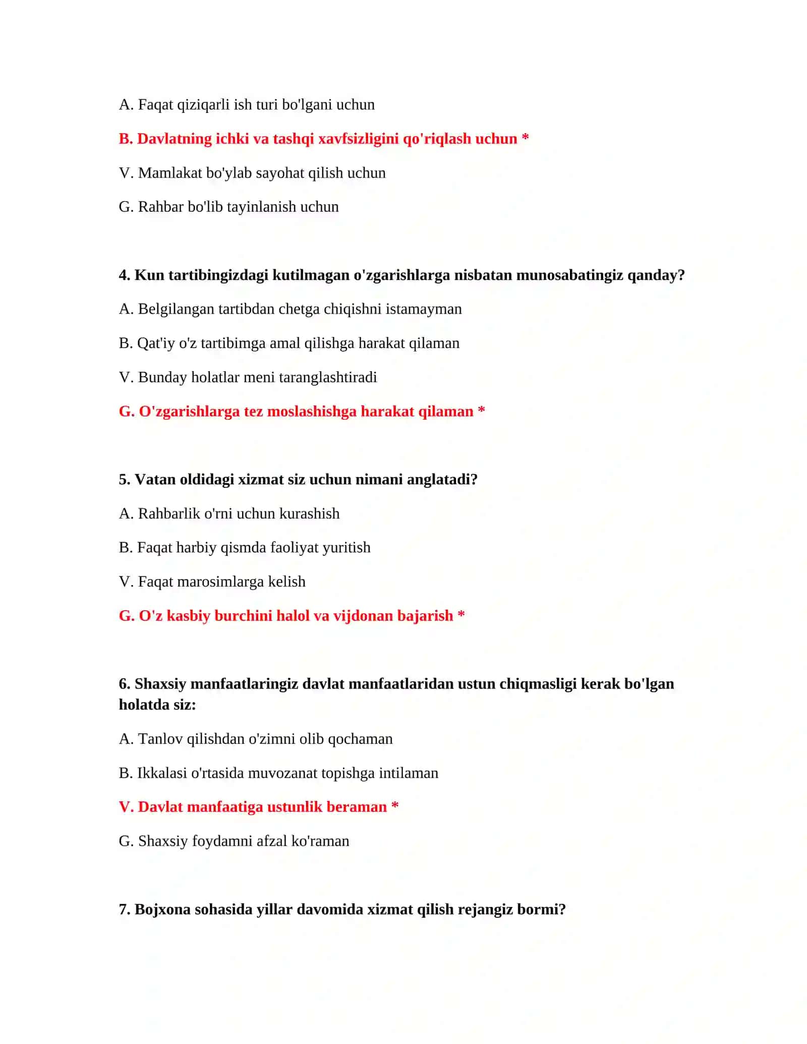 BOJXONA XIZMATI IMTIHONI - SUHBAT UCHUN PSIXOLOGIK SINOVLAR 3