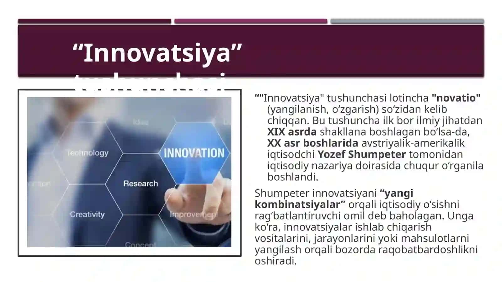 Innovatsiyaning tasnifi va o`ziga xos hususiyatlari 3