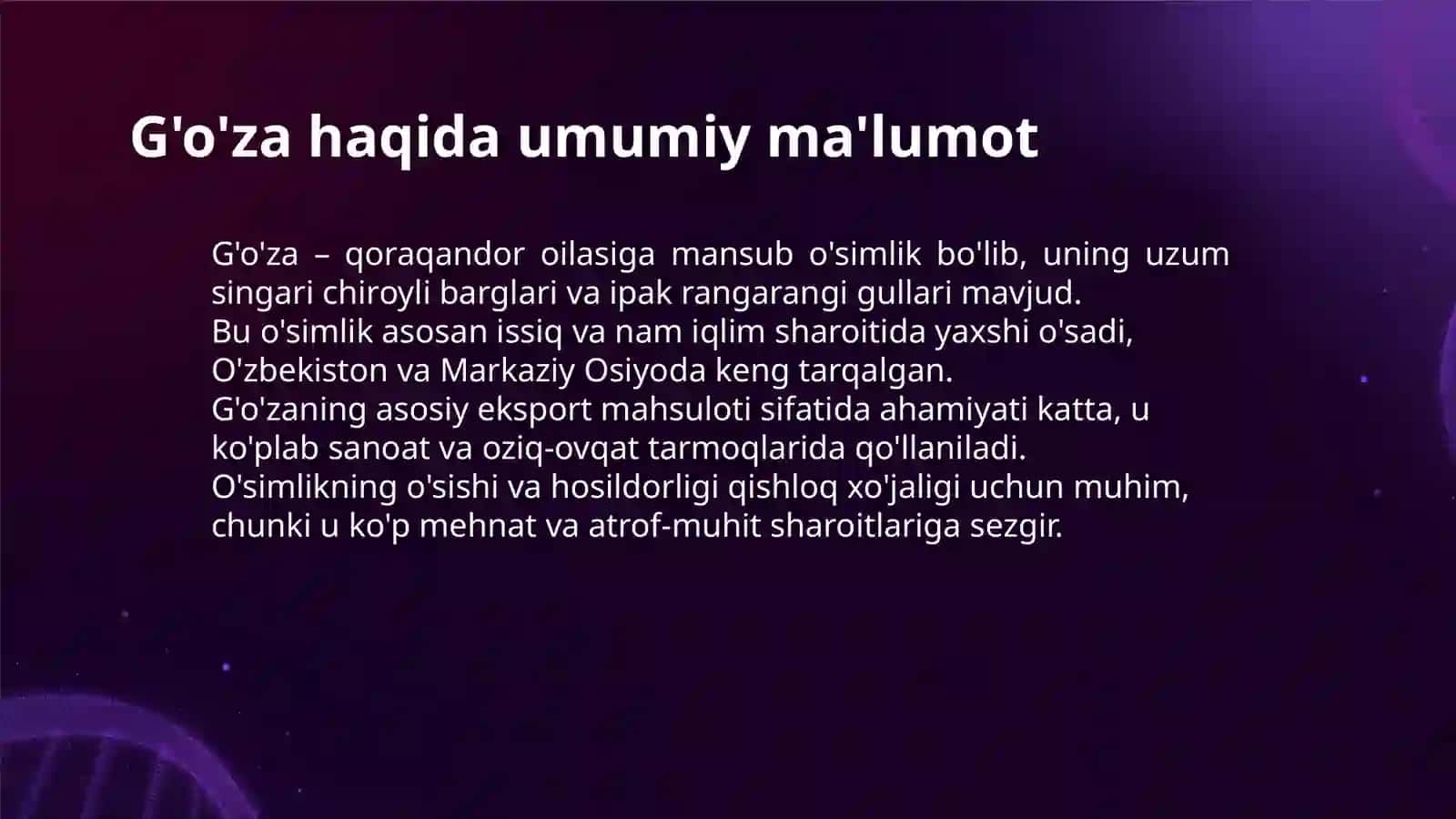 G'O'ZANING FUZARIOZ SO'LISH KASALLIGI VA UNGA QARSHI KURASH CHORALARI 3