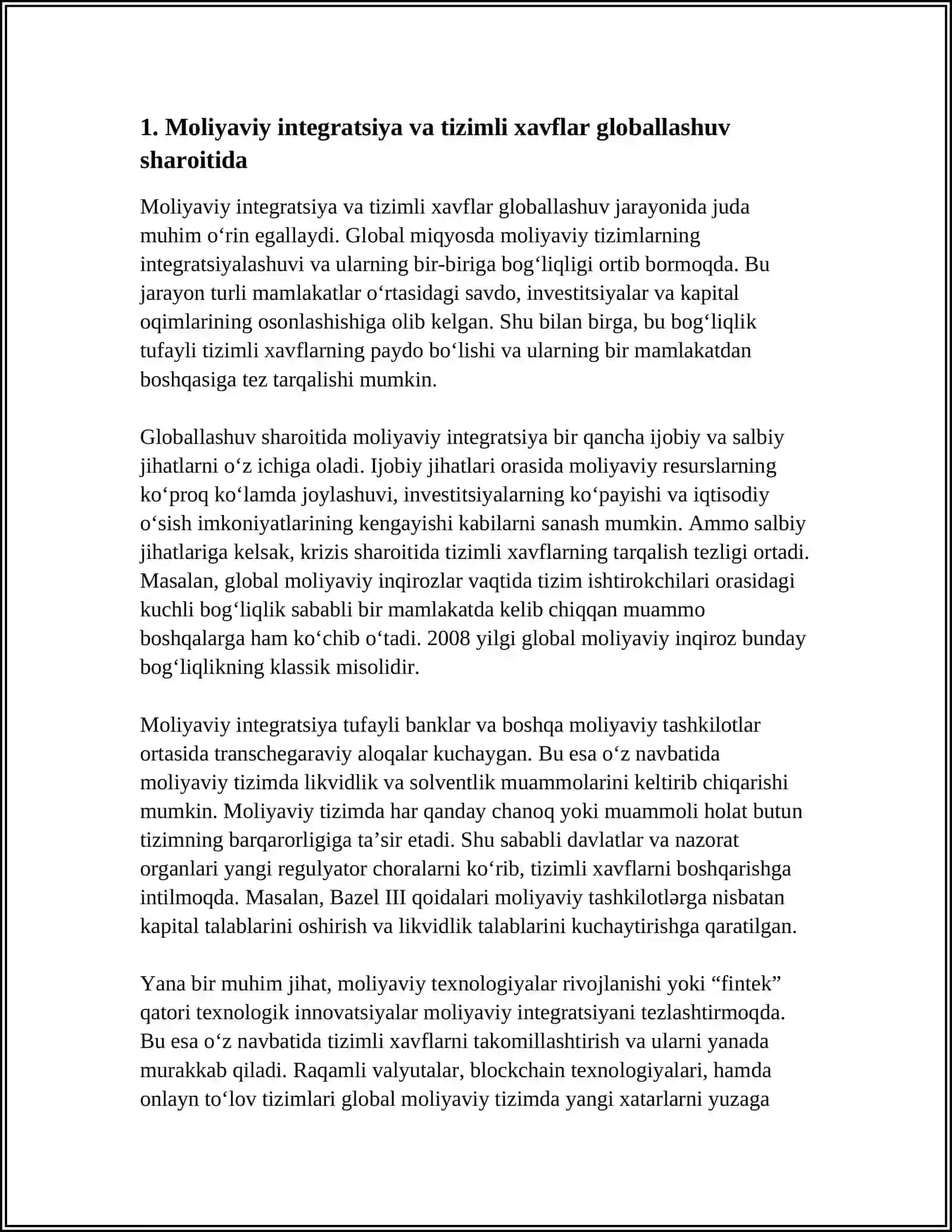 GLOBALLASHUV SHAROITIDA MOLIYA VA RISKLAR 3