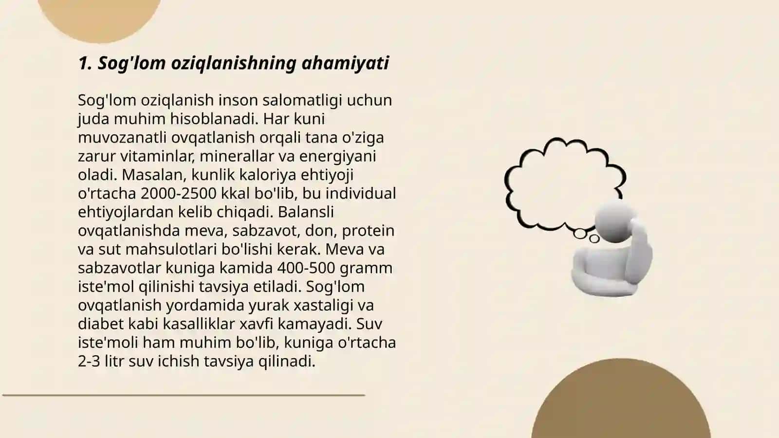 Sog' tanda sog'lom aql mavzusida bog'cha bollari uchun 3