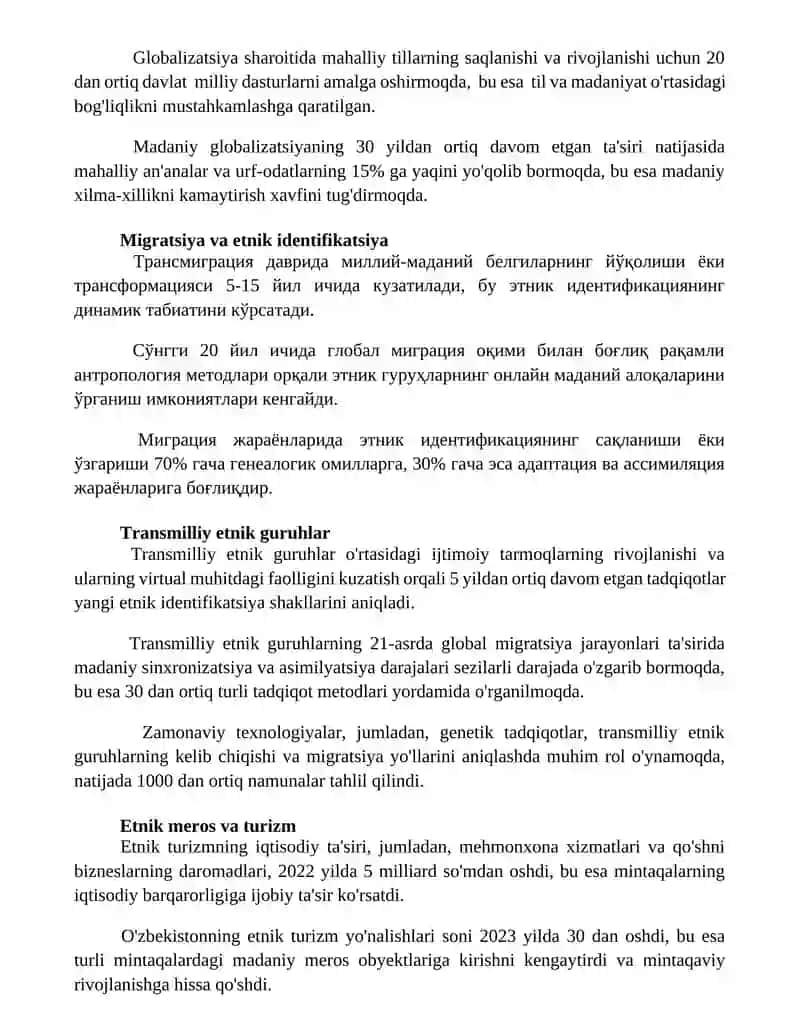 Etnologiyaning zamonaviy yo'nalishlari 3