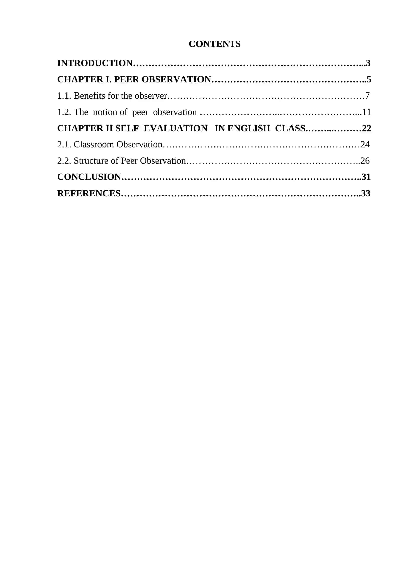 PEER OBSERVATION AND SELF EVALUATION IN ENGLISH CLASSES 3