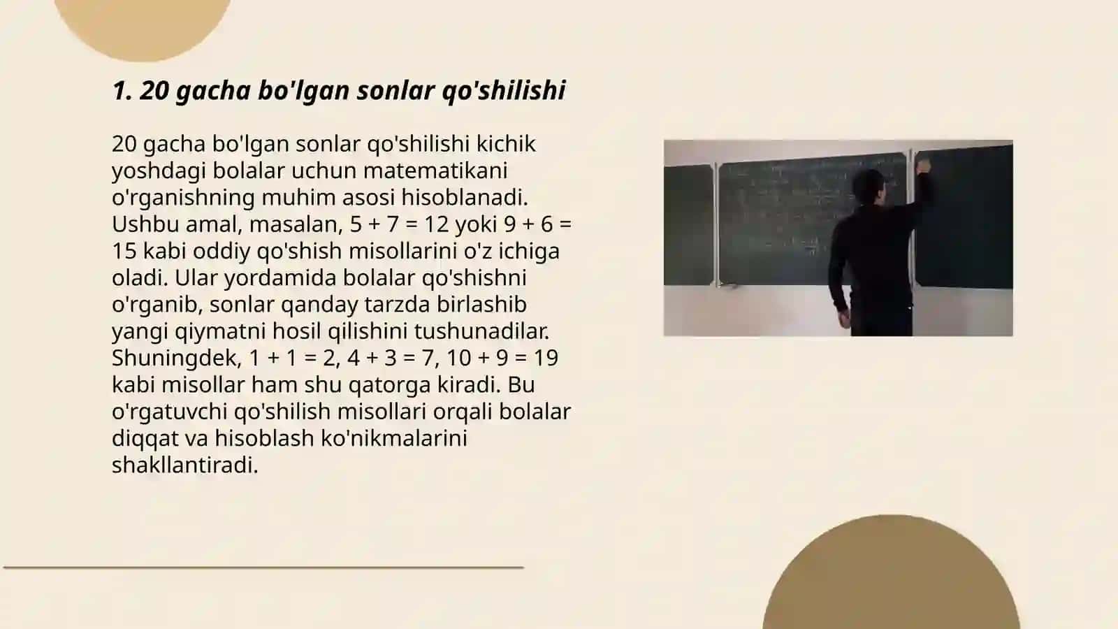 20 gacha boʻlgan sonlar ustida arifmetik amallar 3