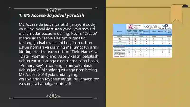 MS Access-da jadval yaratish 3