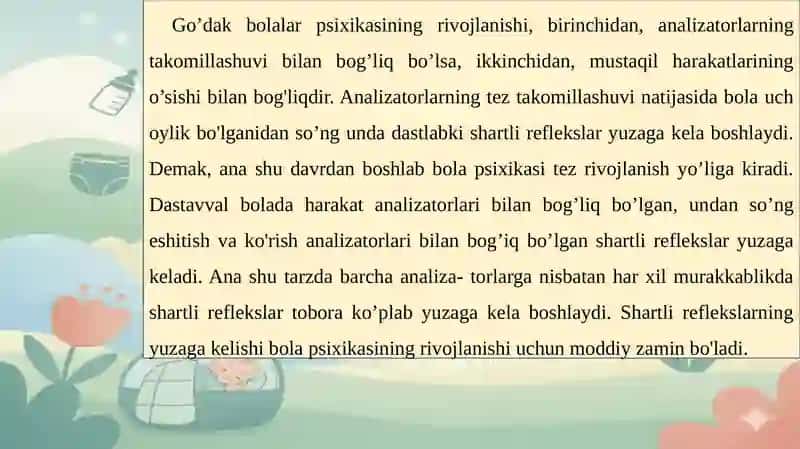 Chaaloqlik va go'daklik davrining o'ziga xos xususiyatlari. 3