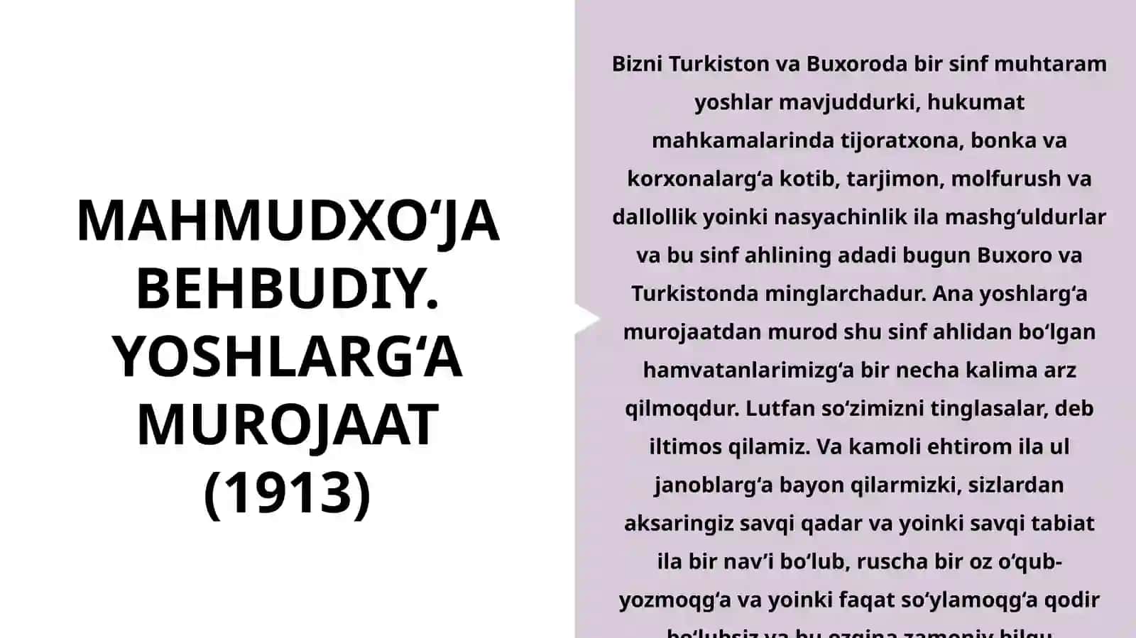 MAHMUDXO‘JA BEHBUDIY. YOSHLARG‘A MUROJAAT (1913) 3