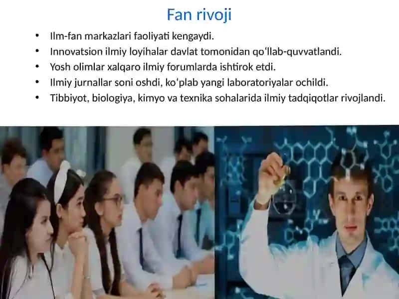 Mustaqillik yillarida O'zbekistonda fan, ta'lim, sport, san'at, adabiyot va sog'liqni saqlash tizimi rivoji 3