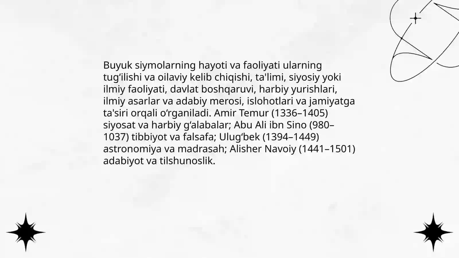 Buyuk siymolar, Tarixga nazar 3