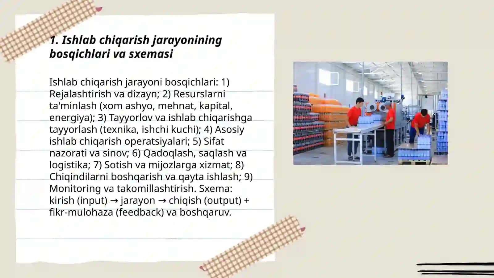 Ishlab chiqarish jarayoni, uning natijalari va samaradorligi 3