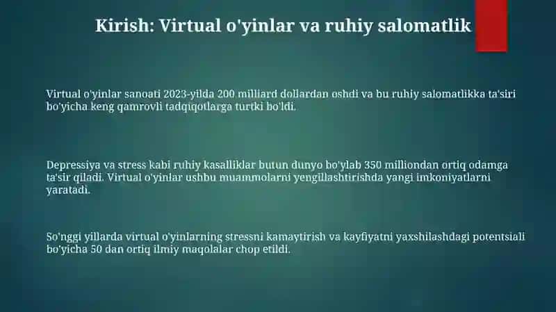 Virtual o'yinlar va Stress 3