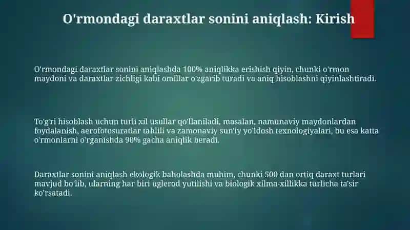 Oʻrmonundagi daraxtlar sonini aniqlash 3