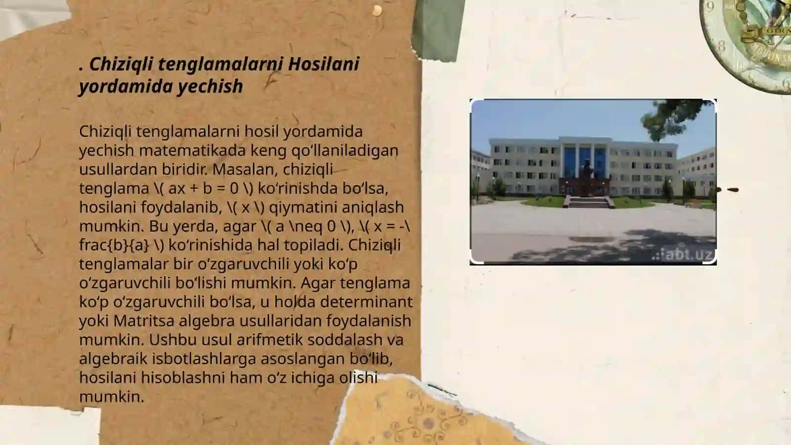 Hosilani yordamida yechish mumkin bo'lgan tenglamalarni tavsiflash 3