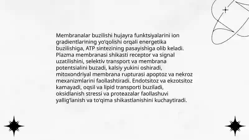 Membranalar buzilishlarni patologik jarayonni kelib chiqishidagi o'rni 3