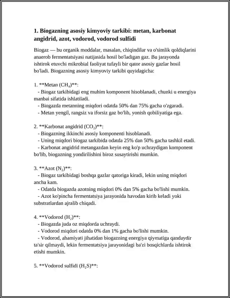 BIOGAZ TARKIBINI NAZARIY VA AMALIY JIHATDAN TAHLIL QILISH 3