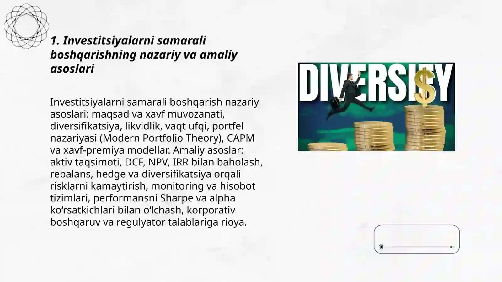 Investitsiyalarni samarali boshqarish va monitoring qilishni o'rganish 3