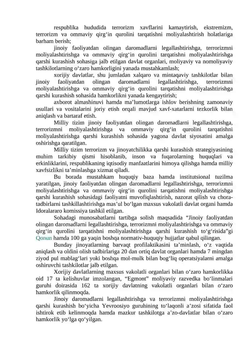 Jinoiy faoliyatdan olingan daromadlarni legallashtirishga va terrorizmni moliyalashtirishga qarshi kurashish boʼyicha ichki nazorat qoidalari 3