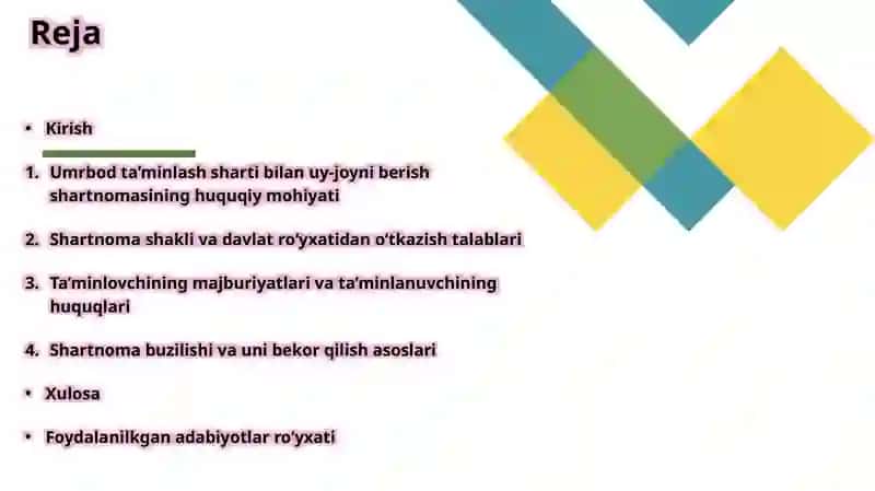 Umrbodta’minlash sharti bilan uy-joy (kvartira) ni boshqash shaxsga berish 3