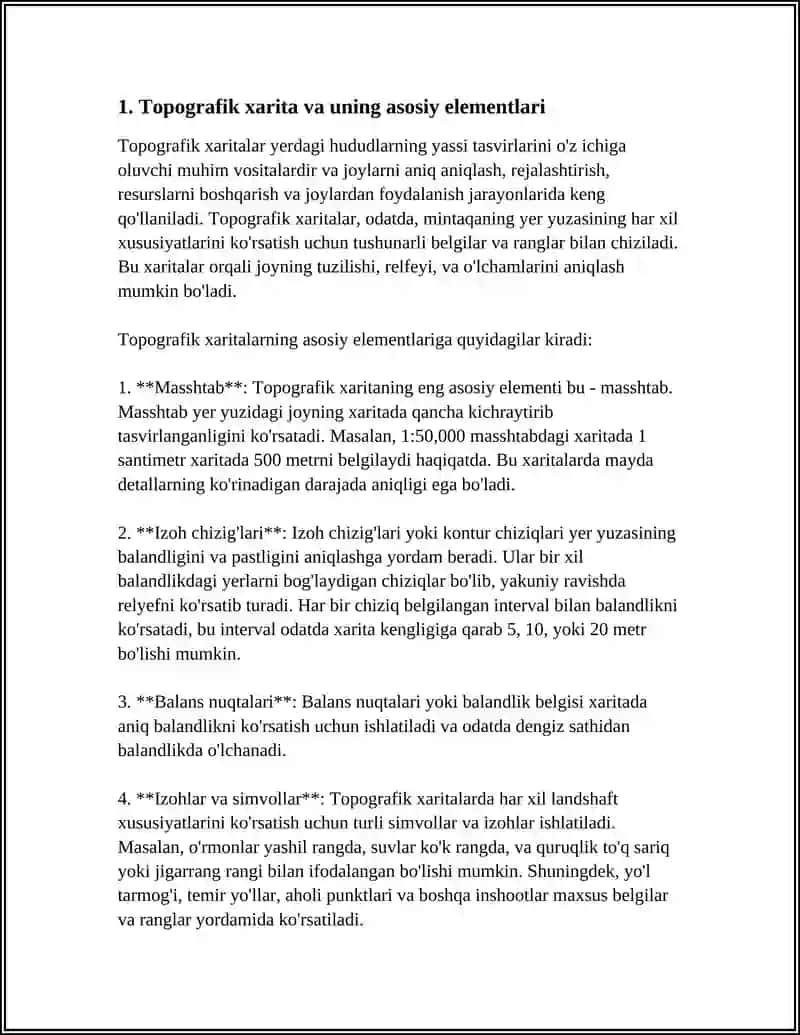 TOPOGRALIK XARITADAN FOYDALANIB,RELYEF TURLARI VA SHAKILLARNI ANIQLASH 3