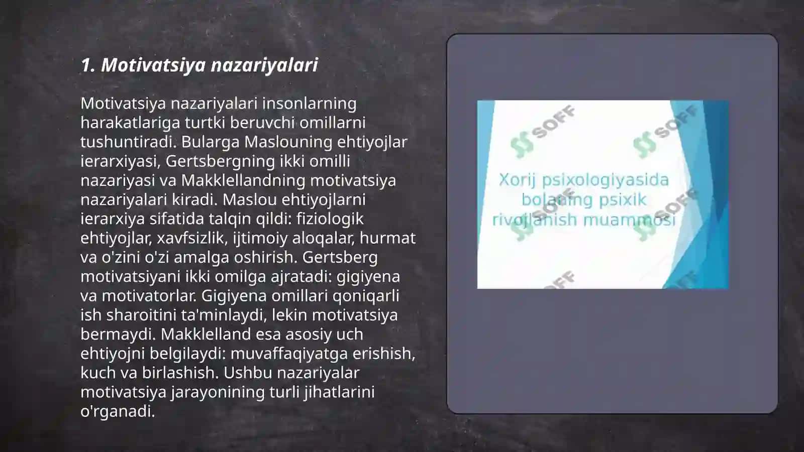 Xorij psixologiyasida motiv va motivatsiya muamosi 3