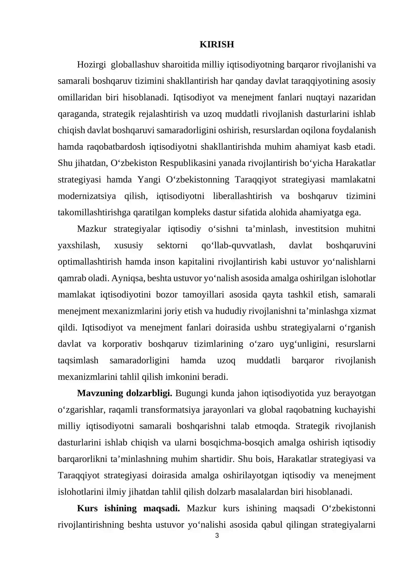 O’zbekistonni rivojlantirishning 5 ta ustuvor yo’nalishi bo’yicha harakatlar strategiyasi, taraqqiyot strategiyasi 3