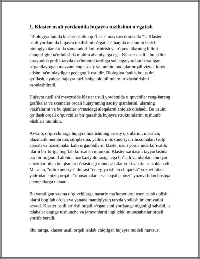 BIOLOGIYA FANIDA KLASTER USULINI QÒLLASH 3