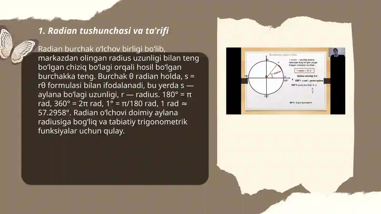Burchakning radian oʻlchovi 3