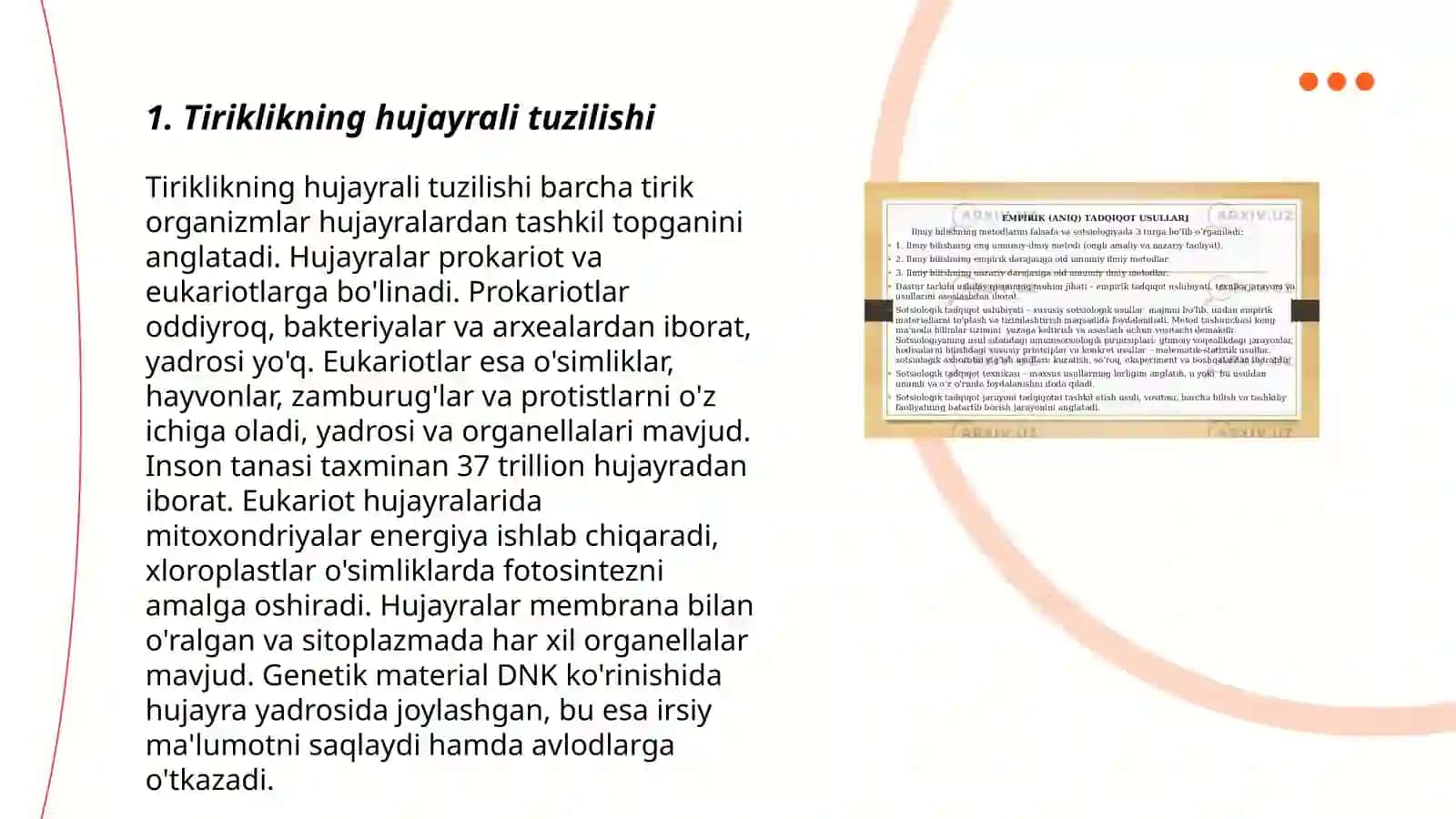Tirik hujayralarni o'rganish metodi 3