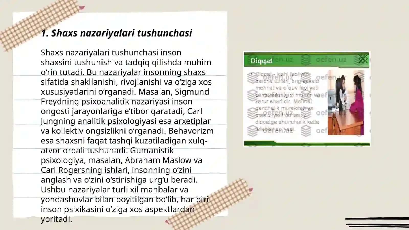 Shaxs nazariyalari.Endopsixika va egzopsixika. Diqqatning xususiyatlari 3