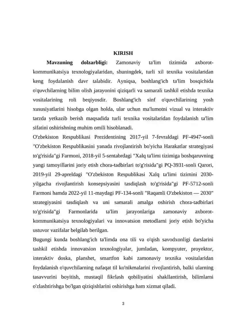 Boschiqich sinf ona tili va o'qish savodxonligi darslarida texnika vositalaridan foydalanish 3